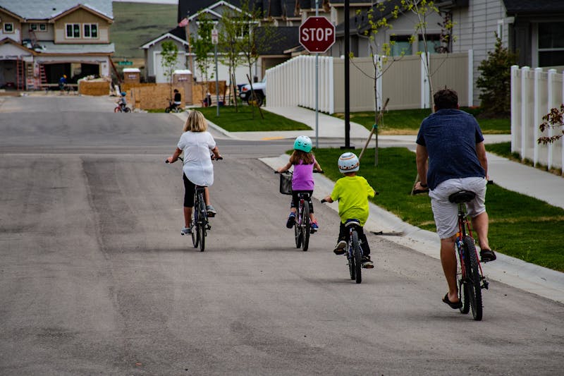 Family enjoying outdoor fitness activities together. Family health 