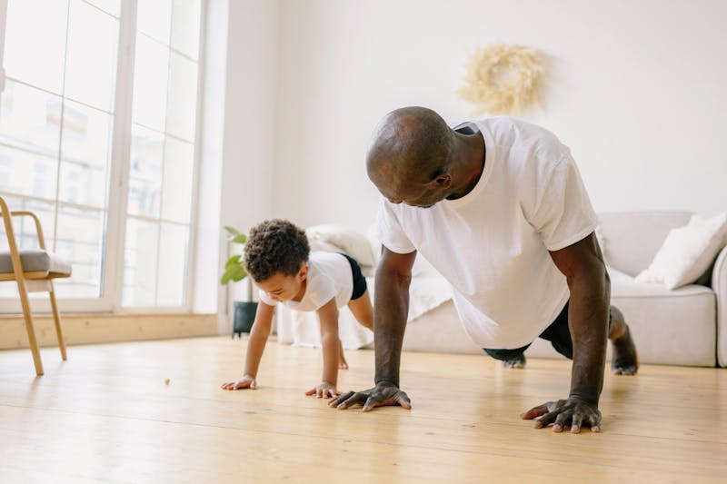 Family-friendly exercise demonstrations at home. Family health